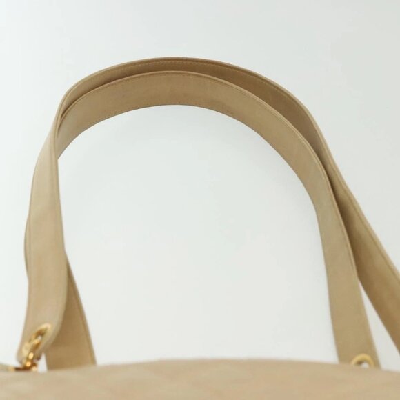 CHANEL Matelasse Chain Shoulder Bag Lamb Skin Beige Gold CC Auth - Picture 9 of 16